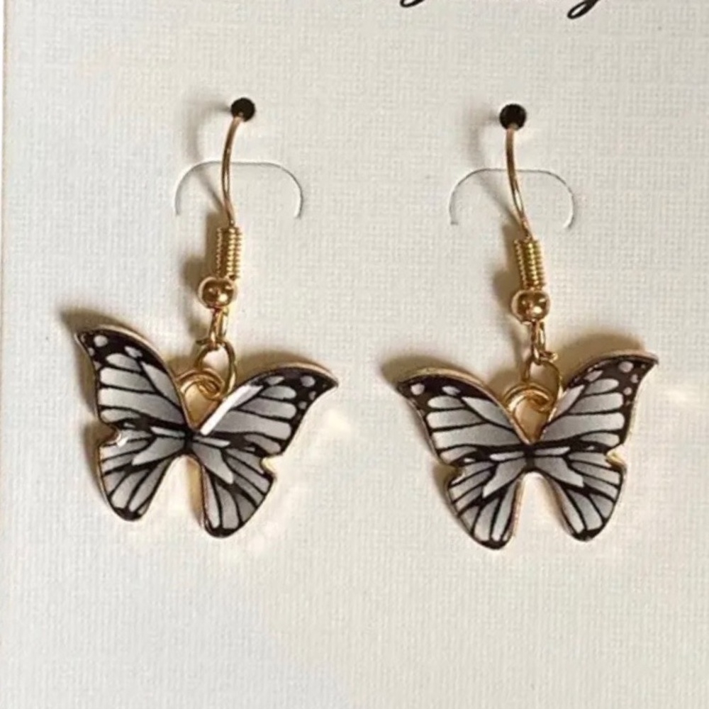 White Butterfly Earrings Painted Lady Earrings jewelry MS symbol
